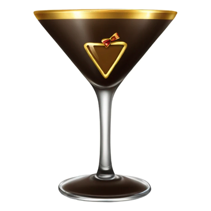 gold rimmed espresso martini glass with gold bow sticker
