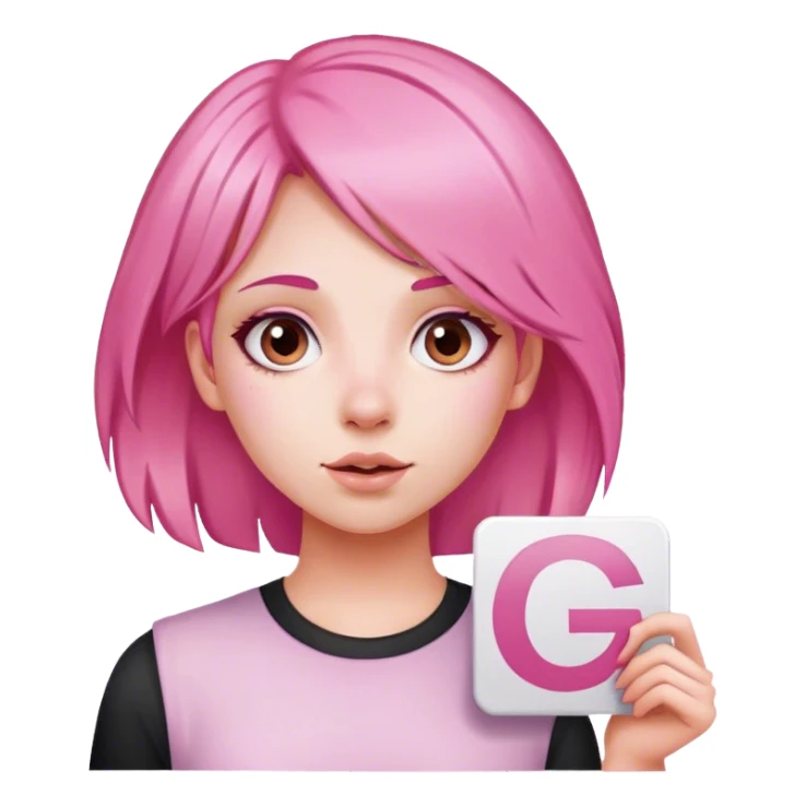 girl with pink hair sign saying "GG" sticker