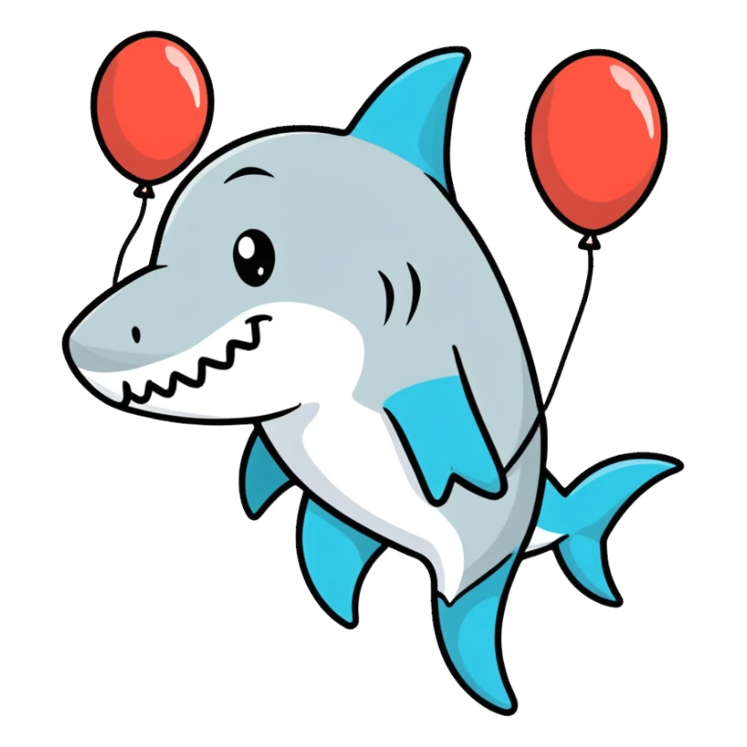 Tiburón con globos de cumpleaños  sticker