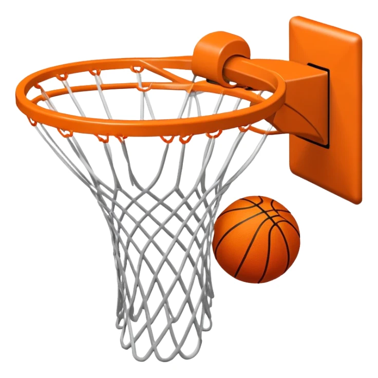 Basketball going through hoop net, viewed from above sticker