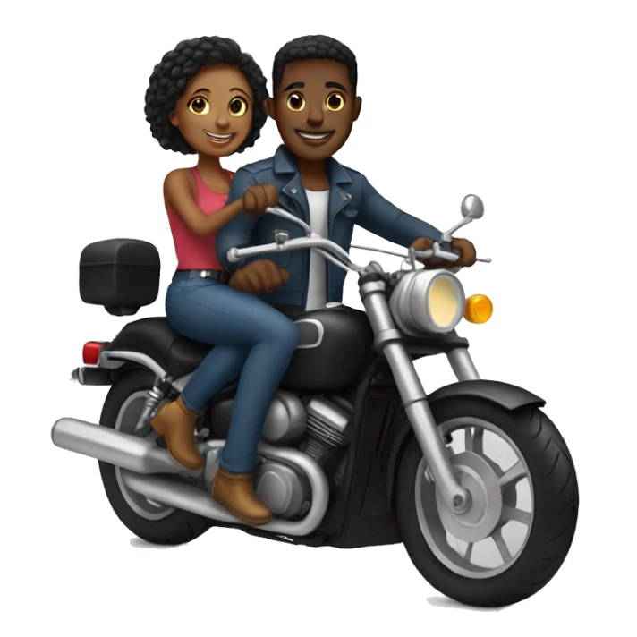 Black couple on motorcycle  sticker
