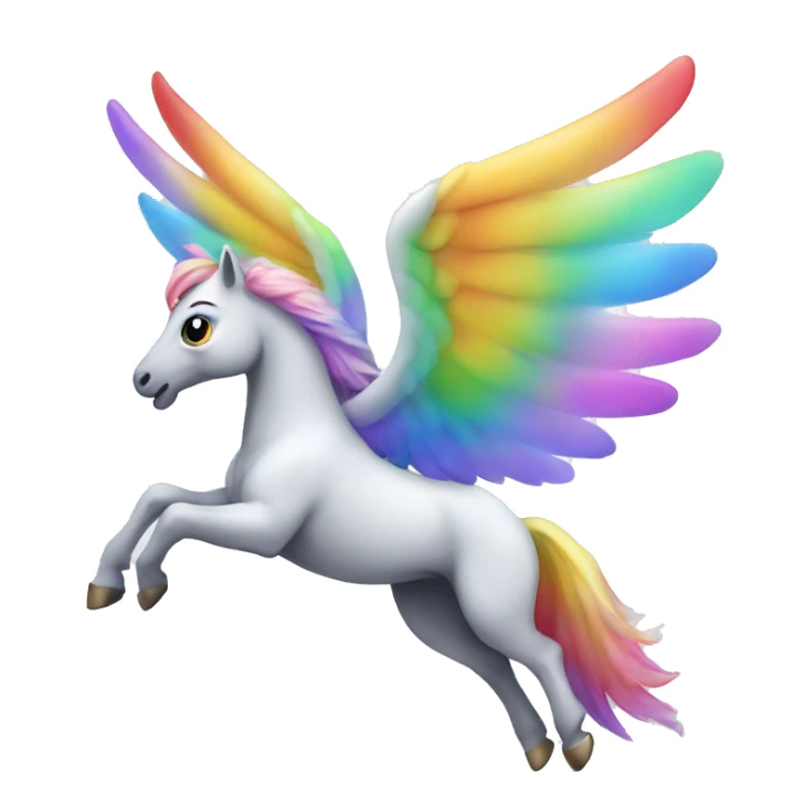 flying Pegasus with shimmering rainbow wings. sticker