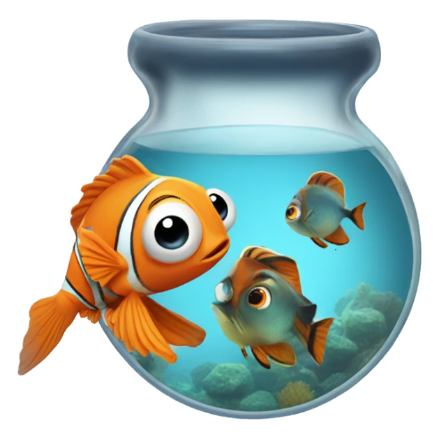 maginifying glass and Fish Nemo sticker