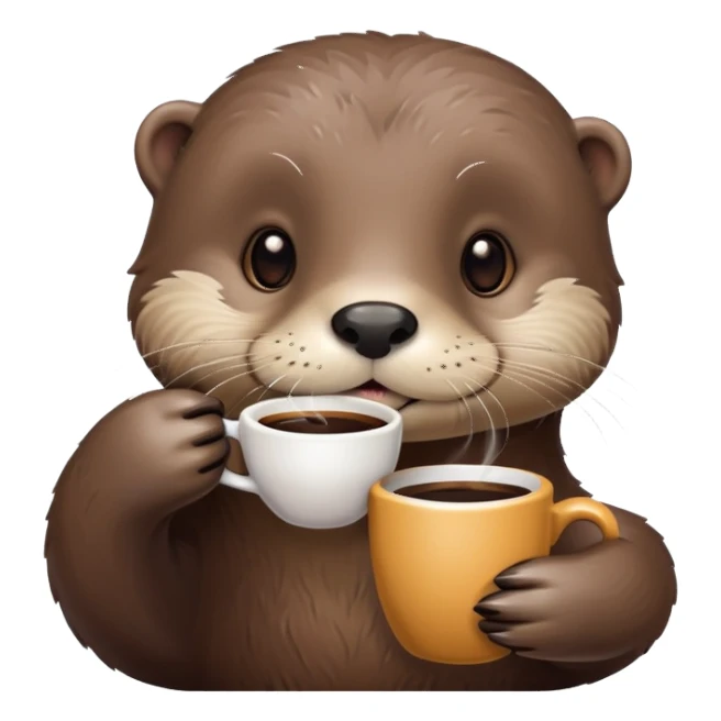 Otter drinking coffee sticker