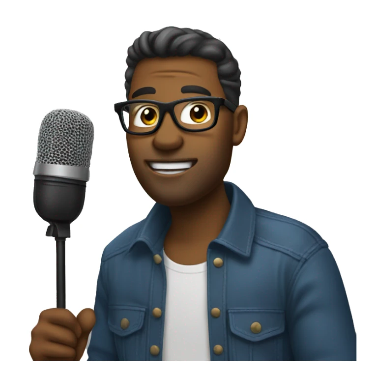 Podcaster talking into microphone sticker