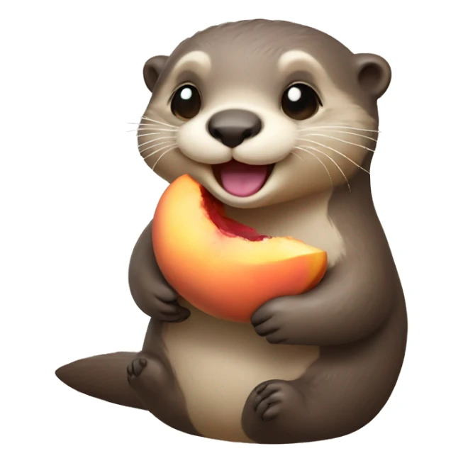 a happy-looking otter holding a peach sticker