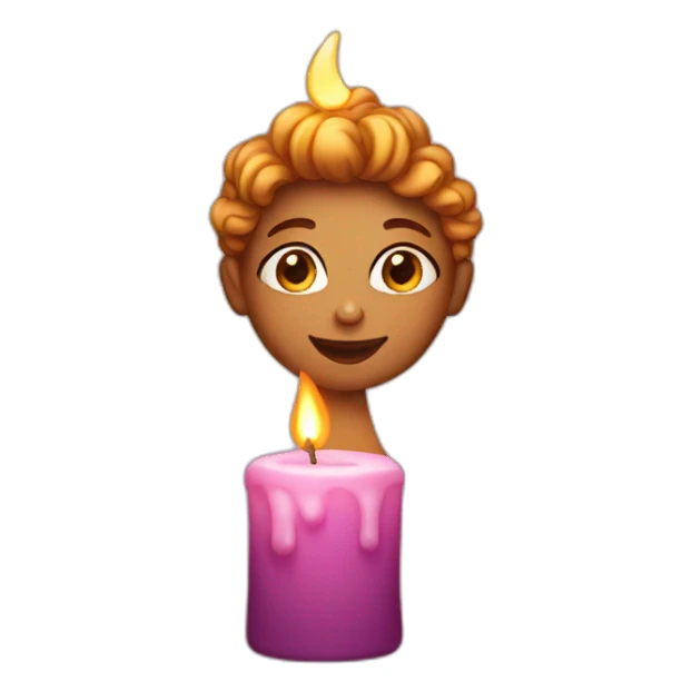 candle with light curly girl sticker