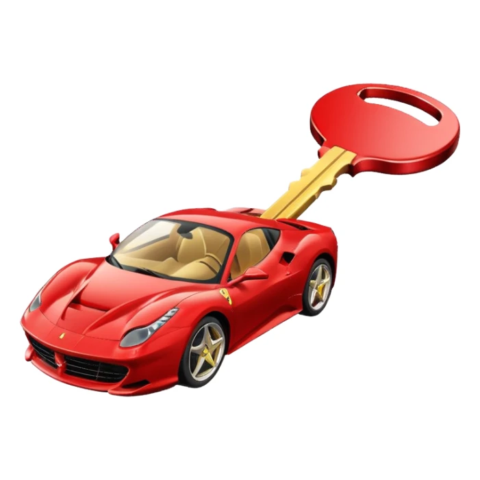 red Ferrari key with a gold background sticker