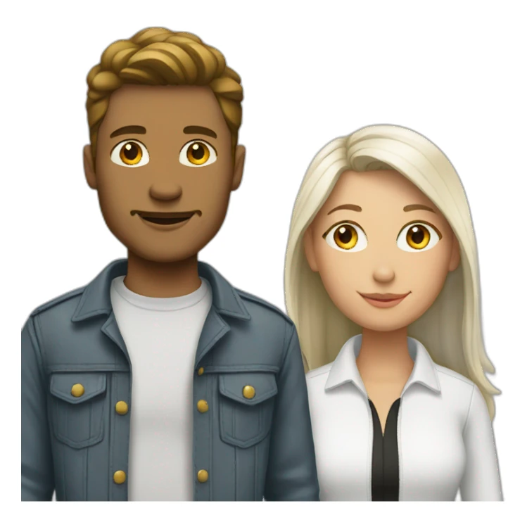 two people with different outfit white sticker