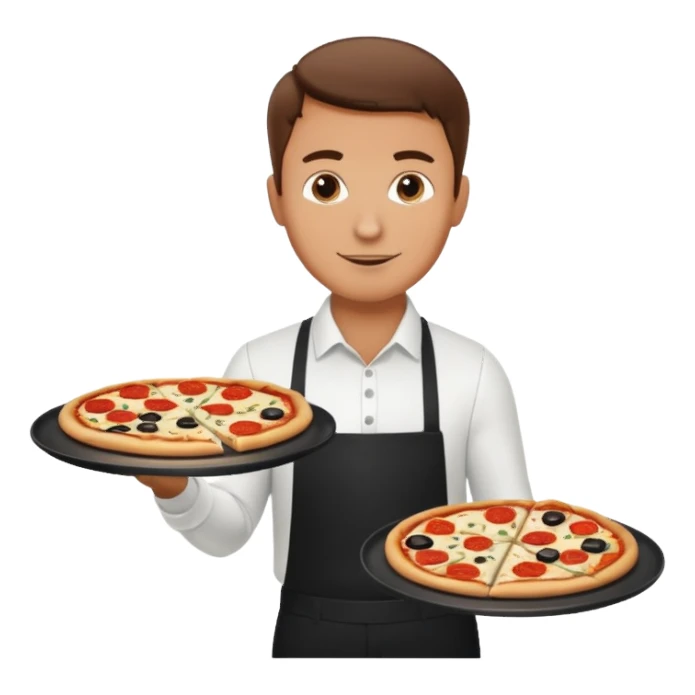 A waiter serving pizza sticker