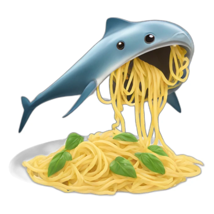 Sad mantaray eating pasta sticker