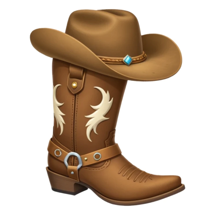 Emojis de botas vaqueras con un sombrero arriba sticker