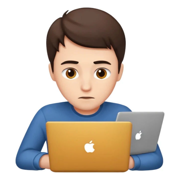 man looking at laptopm sticker