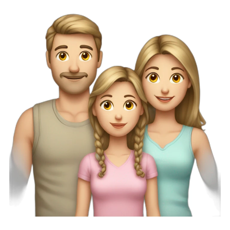 Caucasian-Mom-dad-daughter-cats sticker