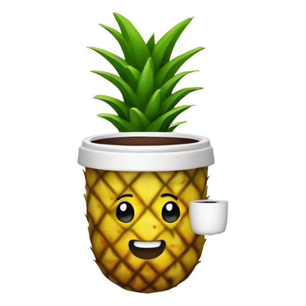 A pineapple holding a coffee in its hand sticker
