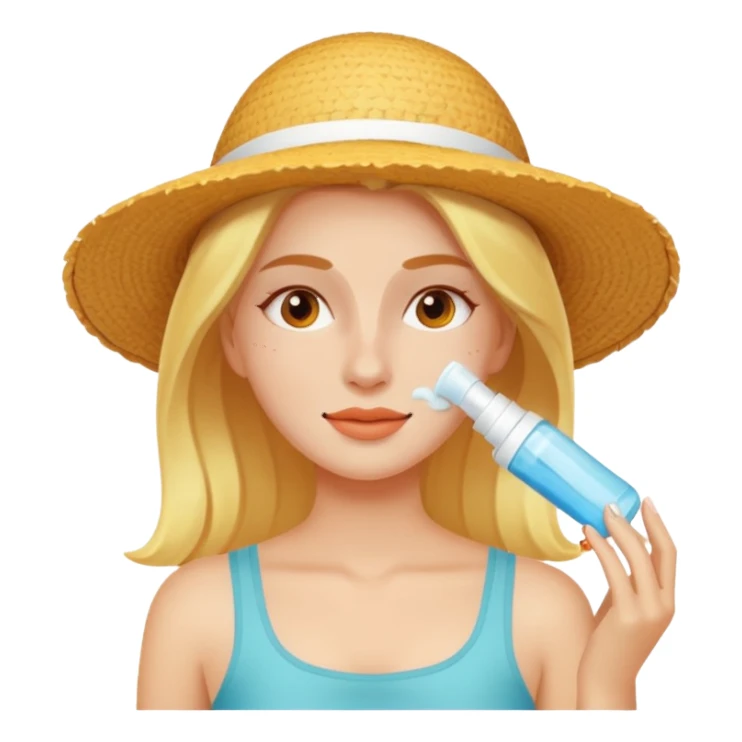 female character with applying sunscreen to face sticker