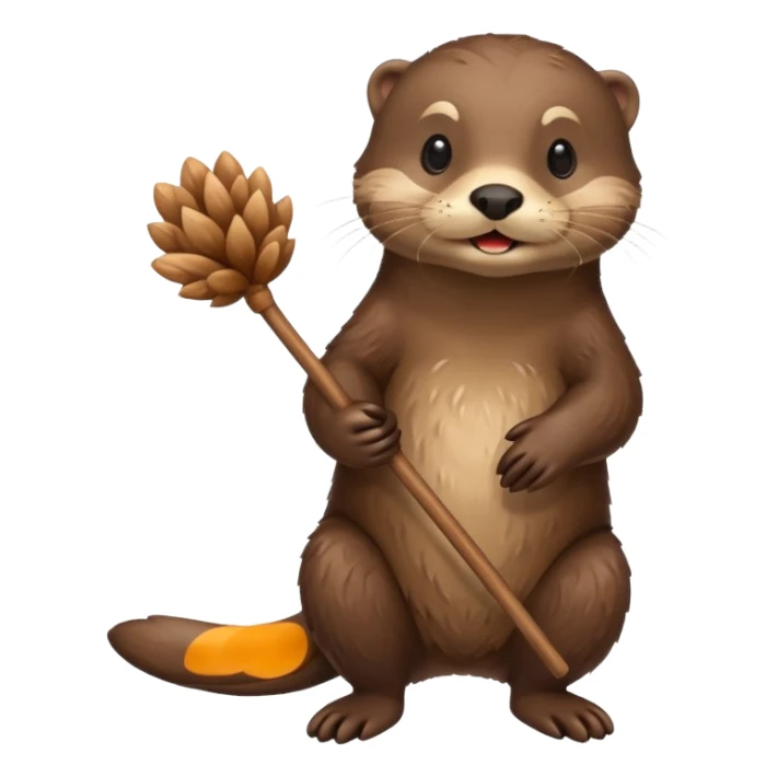 otter going home with a small bundle on a stick sticker