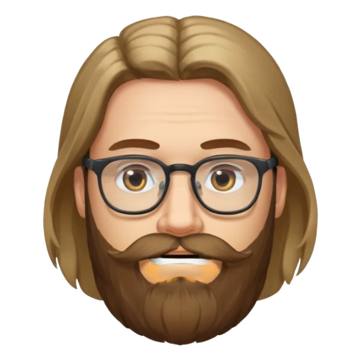 bearded long haired man with eyeglasses sticker