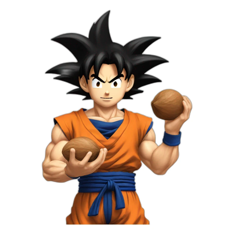 goku holding nuts sticker