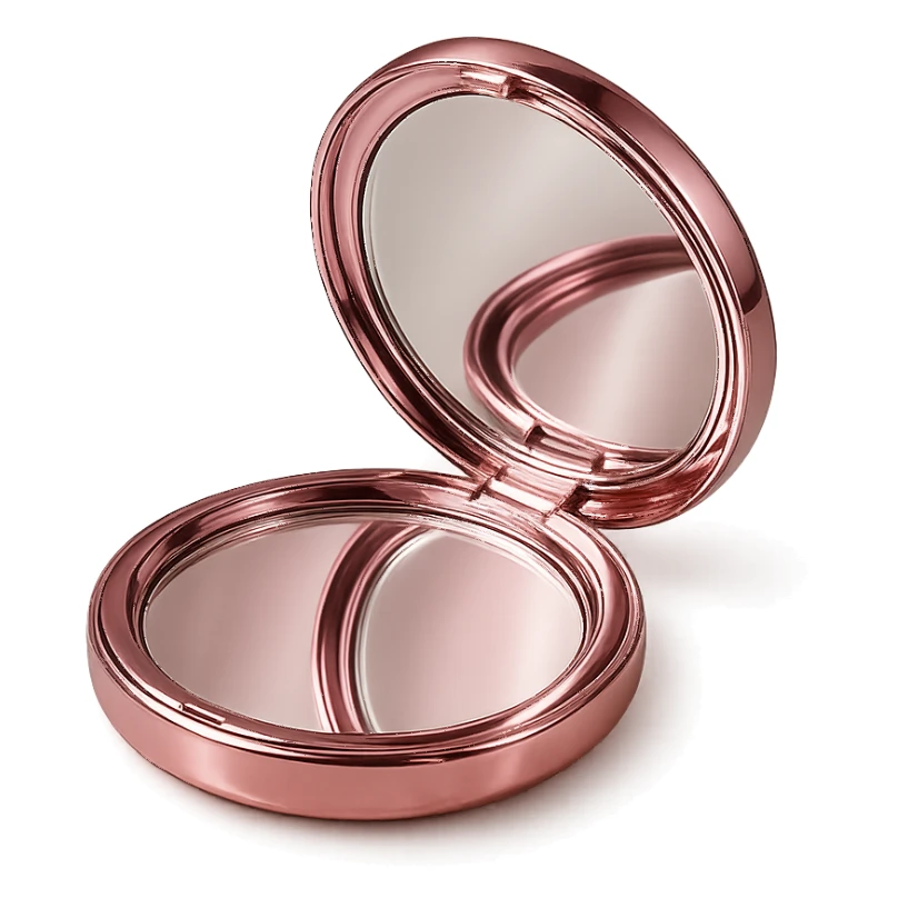 pink compact mirror, elegant and radiant sticker