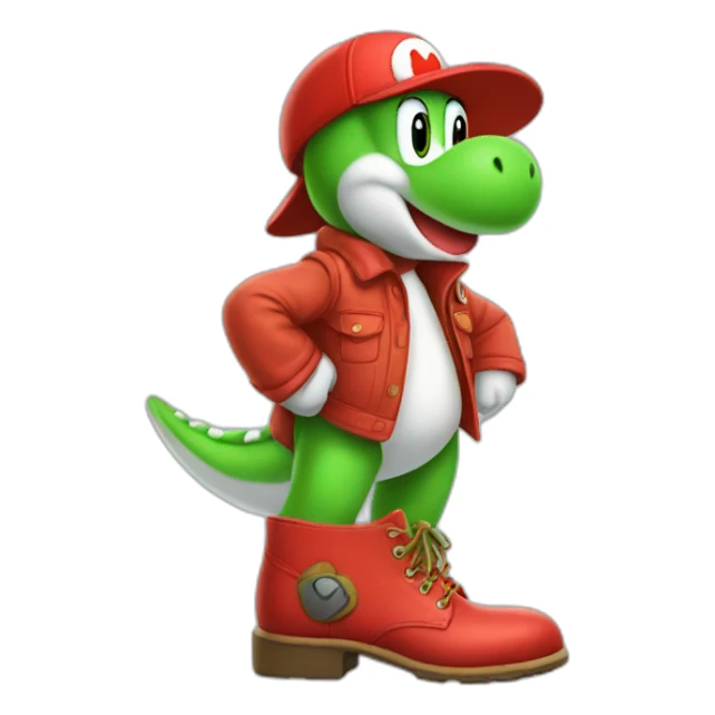 yoshi wearing red boots  sticker