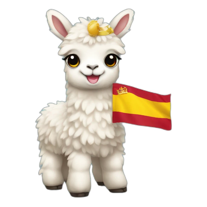 Baby llama with the Spain flag sticker