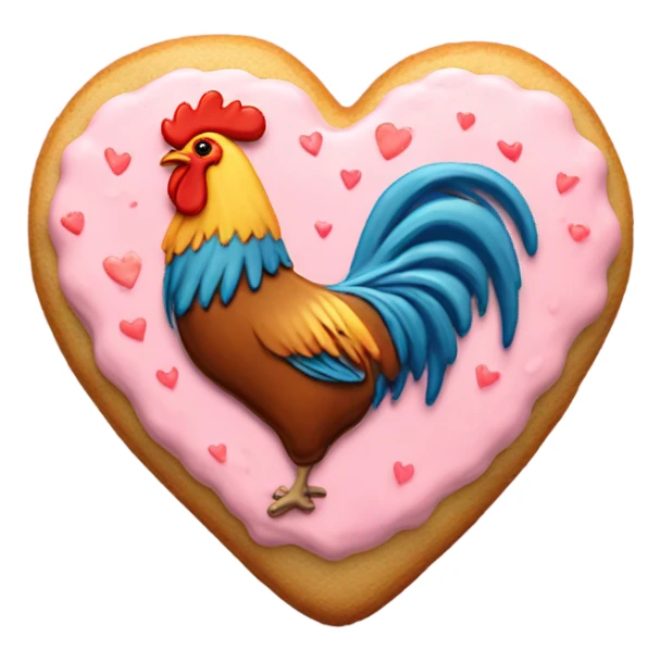 cookie heart with rooster sticker