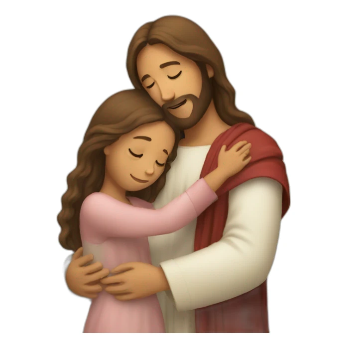 Jesus hugs a girl sticker