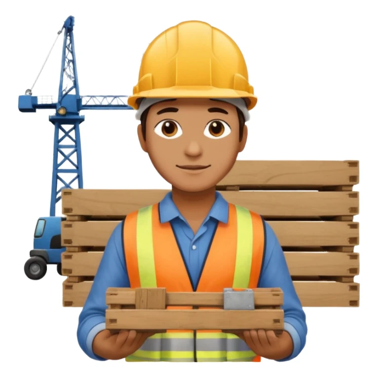 Worker with pallet in port area, import. sticker