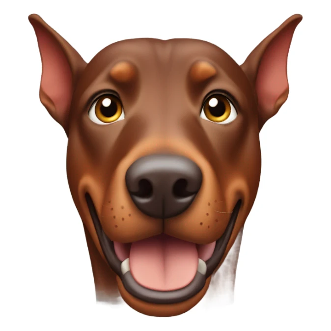 Red Doberman without cropped ears face facing front happy eyes sticker