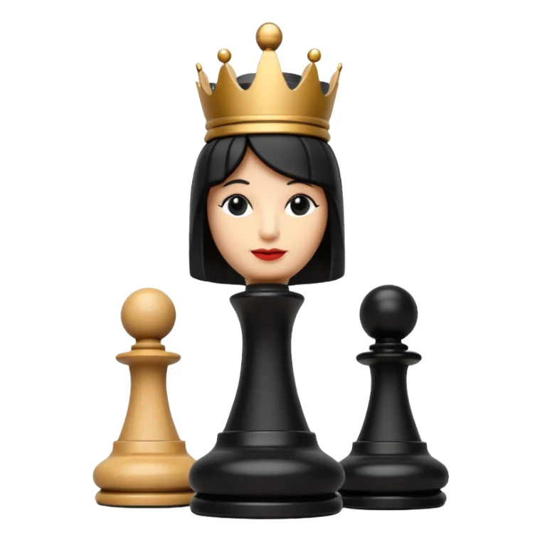 queen chess piece, black, classic chess set sticker