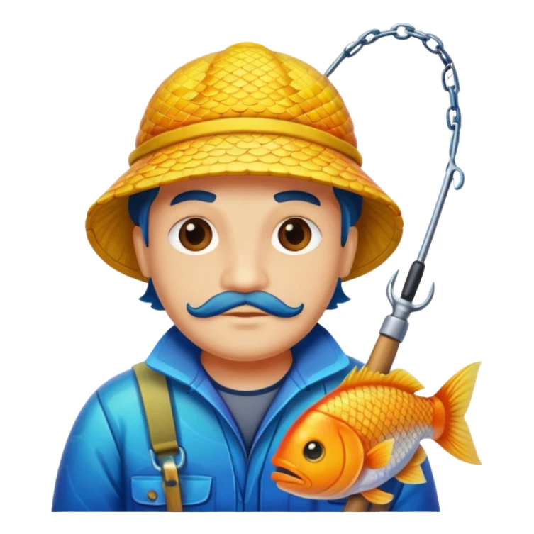 poisson qui pêche sticker