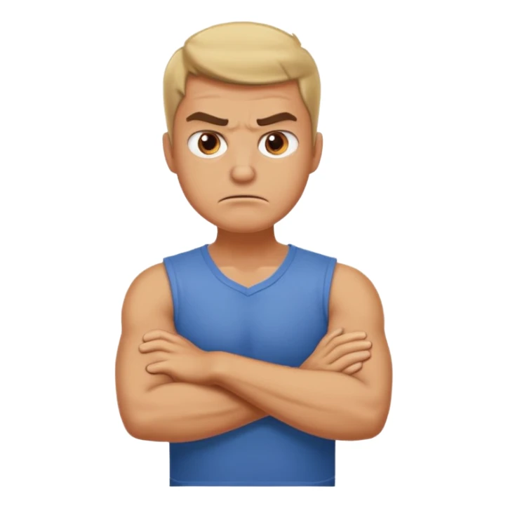 Arms crossed holding neck angry guy sticker