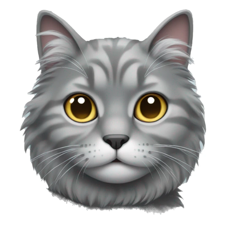 grey cat fluffy  sticker