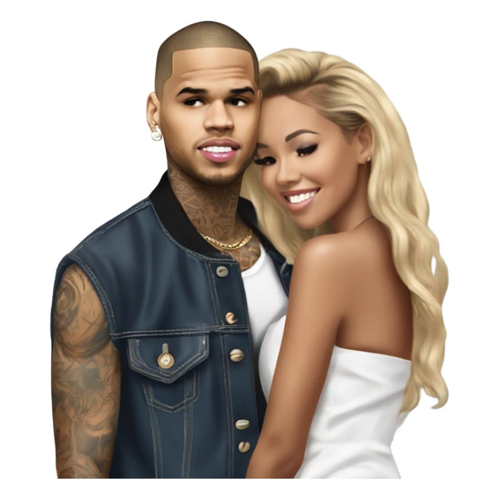 Hyper Realistic Chris Brown  Karruche Tran romantic photo  sticker