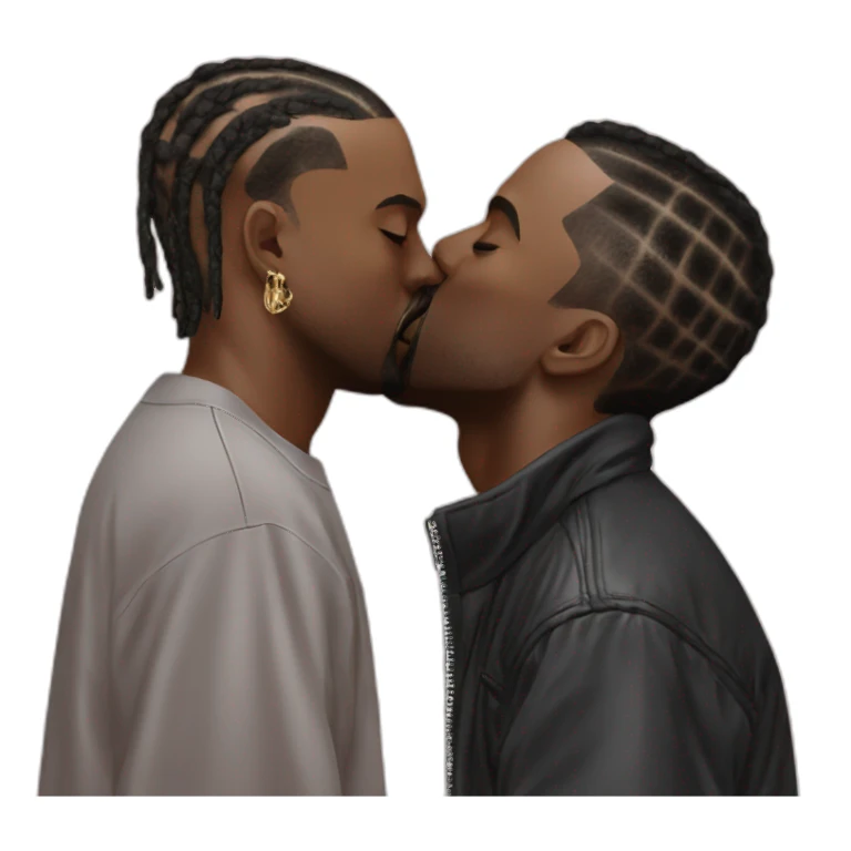 Kanye west kissing travis scott sticker