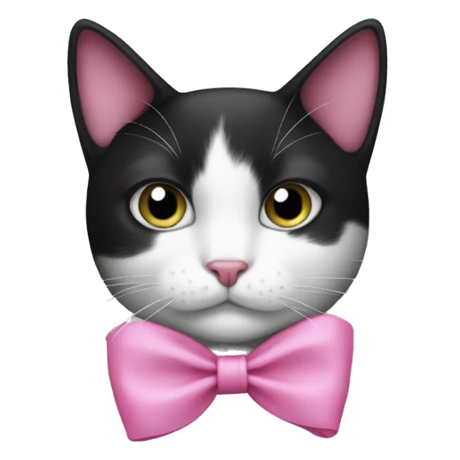 black and white cat with a pink bow sticker