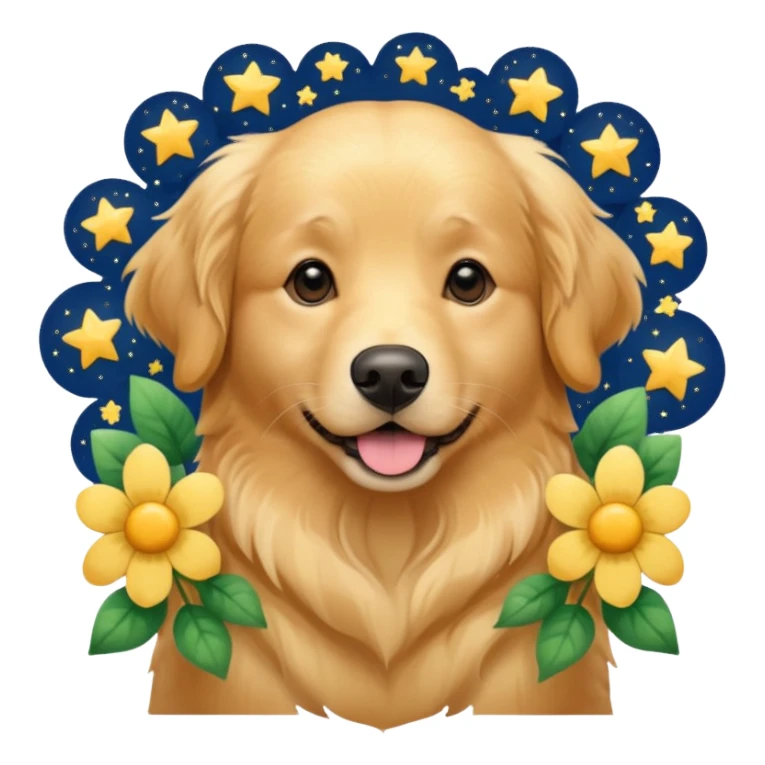 собака з квітами та зірками sticker