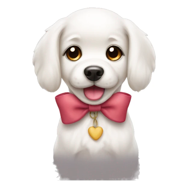 Cute white dog with a bow sticker