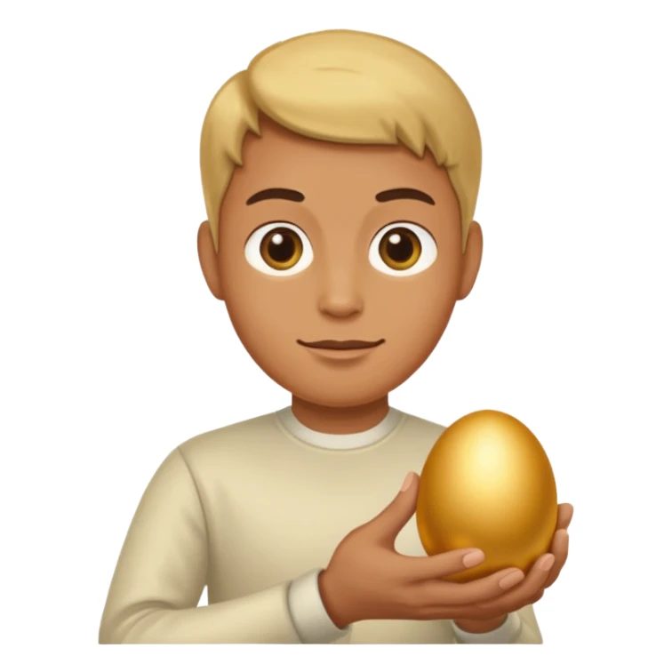 Possessively holding a golden egg sticker