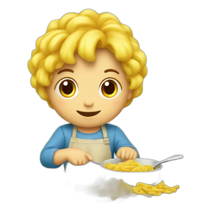 De kinderen eten pasta de  sticker