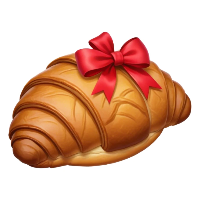 Chocolate filled croissant with red bow sticker