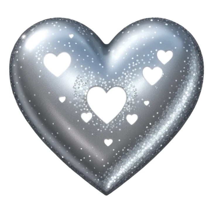glitter heart with metallic silver sparkles sticker