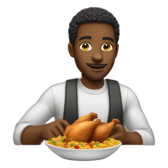 black man eating chicken sticker