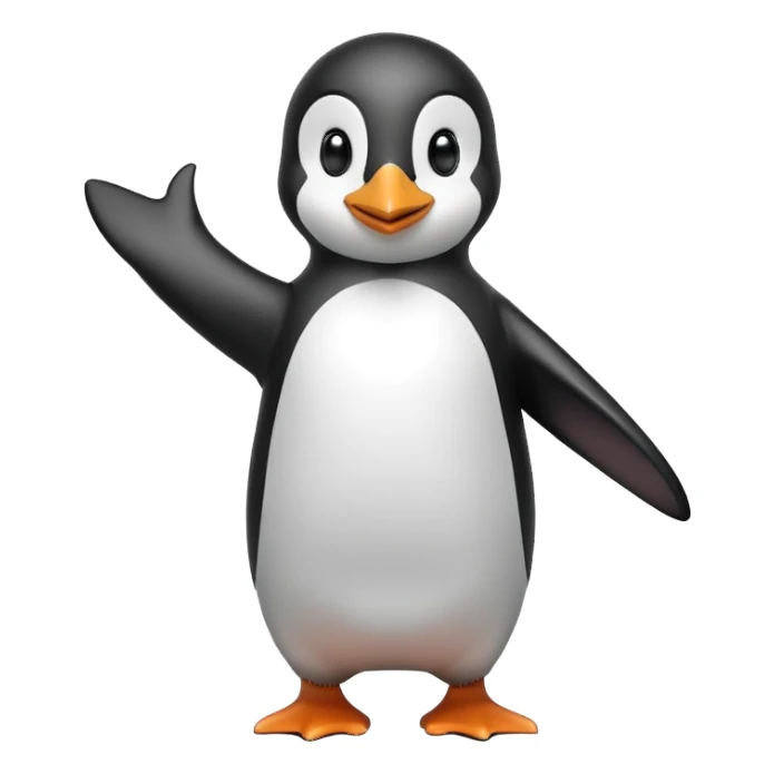 happy penguin waving while jumping sticker