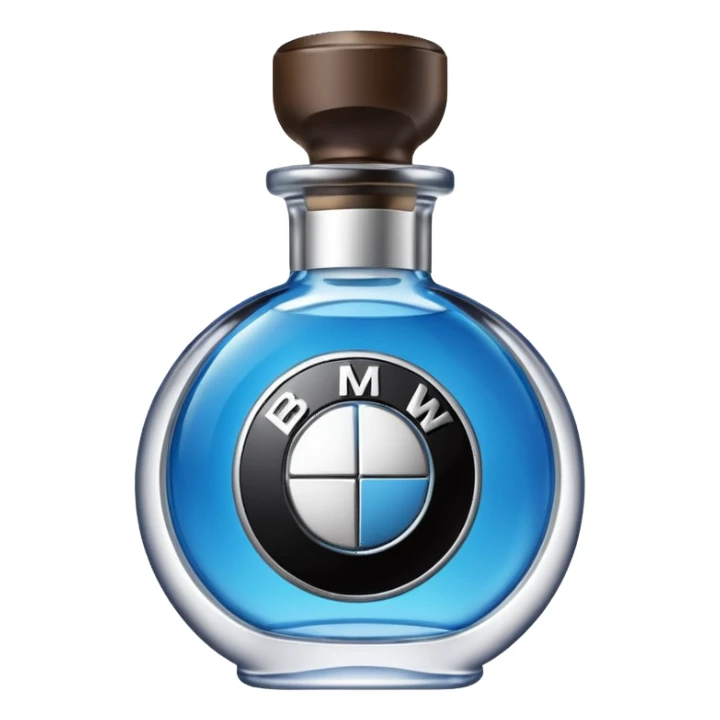 BMW logo inside a perfume bottle sticker