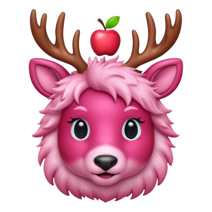 cute pink deer with apple on head sticker