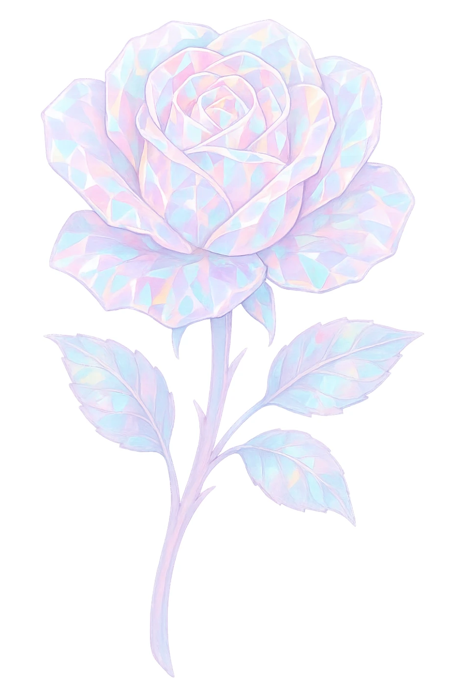 girly Opal crystal rose flower, remove background sticker