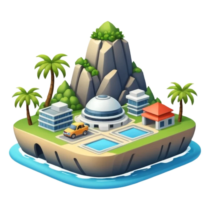 advanced modern island with advanced infrastructure sticker
