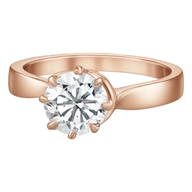 Rose gold engagement ring with round diamond sticker